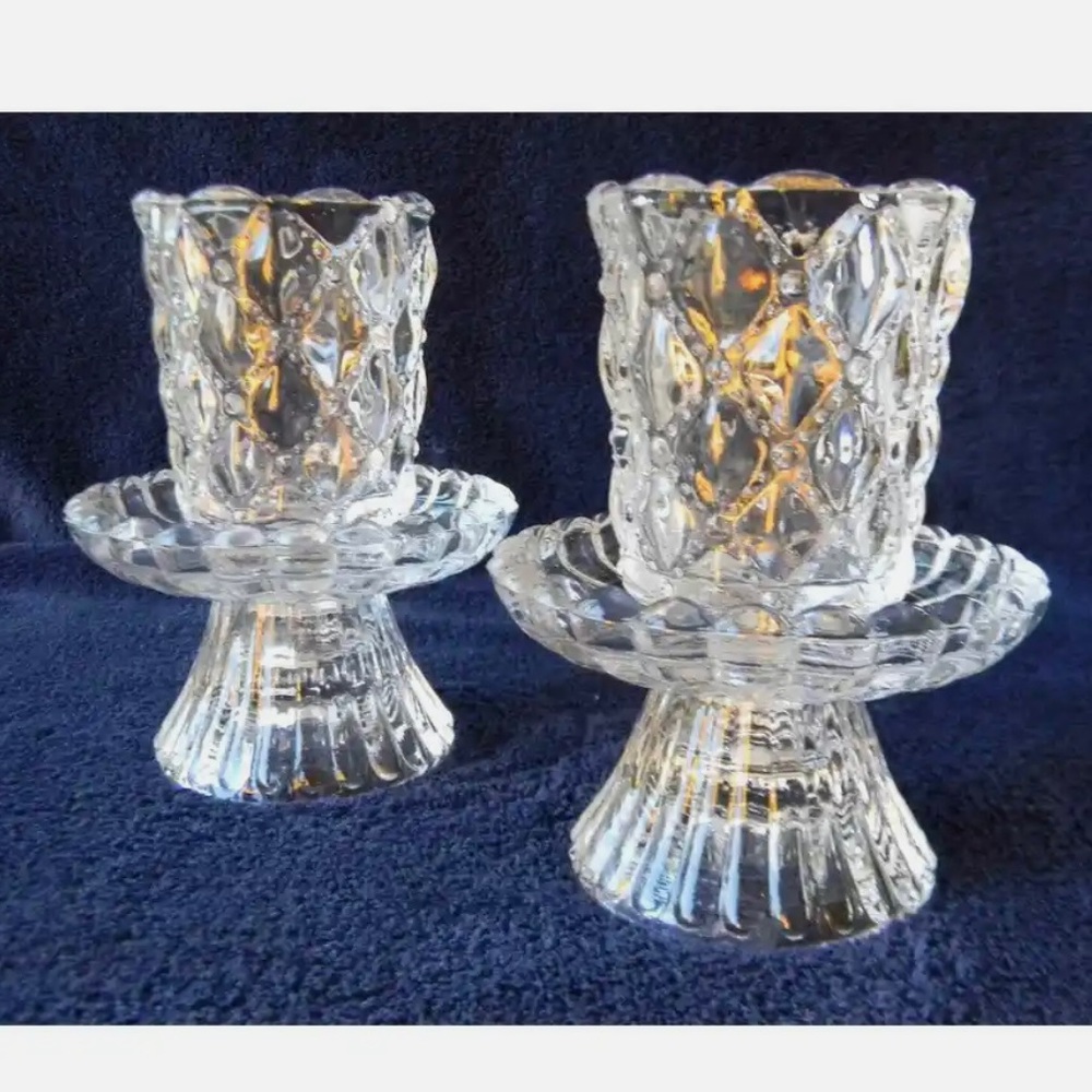 Crystal candle holders by PartyLite are NIB